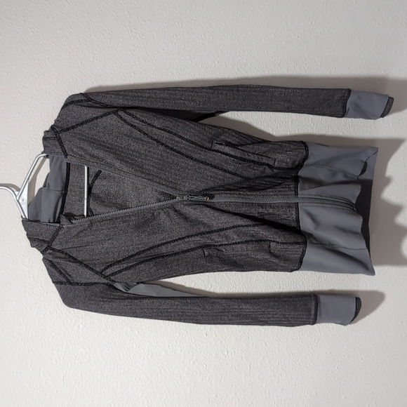Lululemon‎ Daily Practice Long Jacket Herringbone Black Slate Gray - Picture 1 of 3